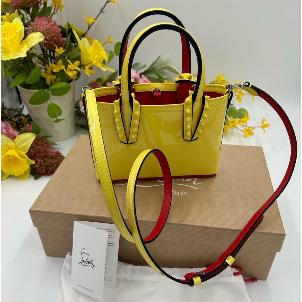 Women’s Christian Louboutin cabata nano tote with shoulder strap made in Italy